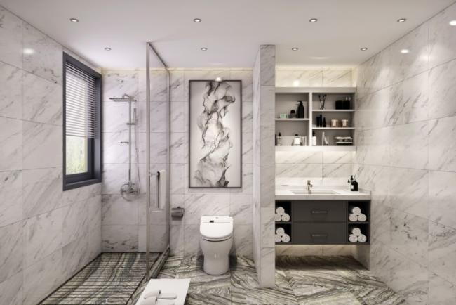 Functional Stainless Steel Bathroom Vanity Cabinet For Wall-To-Wall Space Optimization - White / Gray with bathroom vanity overview