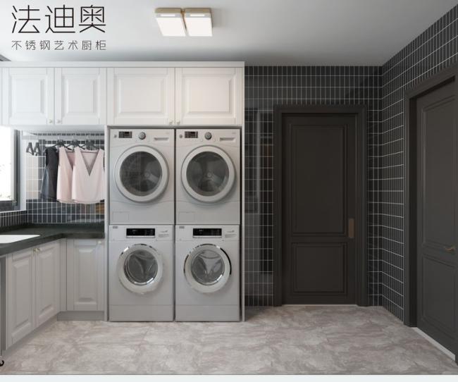 Sleek Modern Minimalist White Laundry Room Cabinet With Stainless Steel By Fadior - laundry cabinet overview