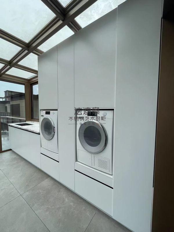 Contemporary Metal Laundry Room Cabinet With Stylish Light Gray Finish - Modern with feature detail
