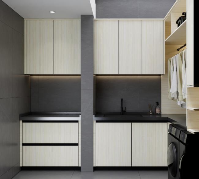 Elegant And Efficient Space Utilization Laundry Room Cupboards Stainless Steel - interior organization