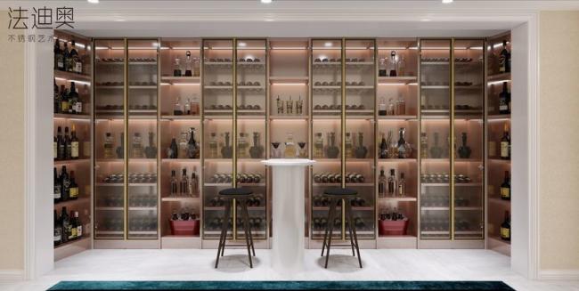European Grey Glass Custom Wine Cabinet Living Room Liquor Cabinet With Gold Trim - wine cabinet overview