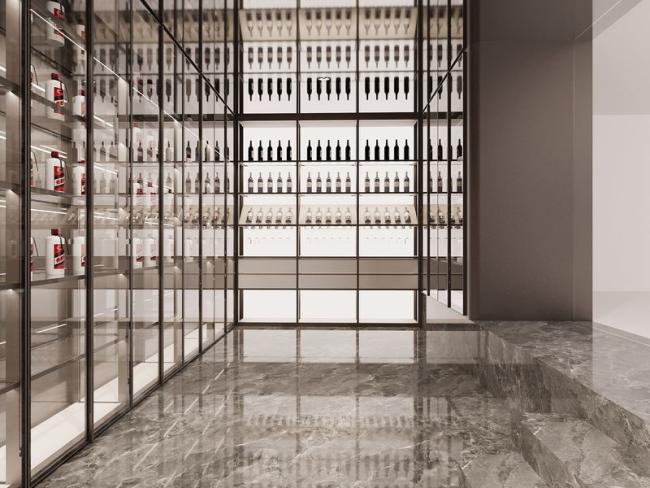 Opulent U-Shaped Stainless Steel Wine Cabinet Wine Display Cabinet For Home - interior organization