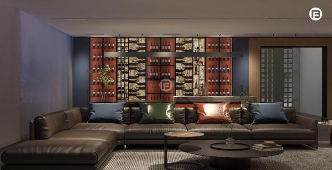 Stainless Steel Living Room Wine Cabinet With Dual-Tone Marble And Glass Back Panels - wine cabinet overview