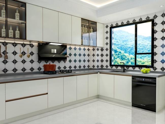 Fadior Cream White Kitchen Stainless Steel Cabinet Elegant And Functional Design - Modern style with room context