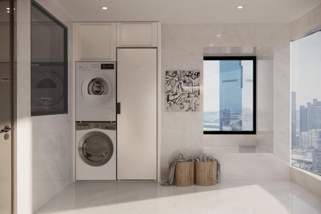 Fadior Stainless Steel Balcony Cabinet With Integrated Laundry And Storage Solution - White with balcony laundry cabinet overview