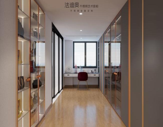 Fadior Custom Walk-In Closet Contemporary Design And Durability In Stainless Steel With Dressing Area - feature detail