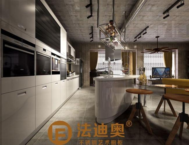 Industrial-Style Stainless Steel Kitchen With Butterfly Island In Metallic Wgite - interior organization