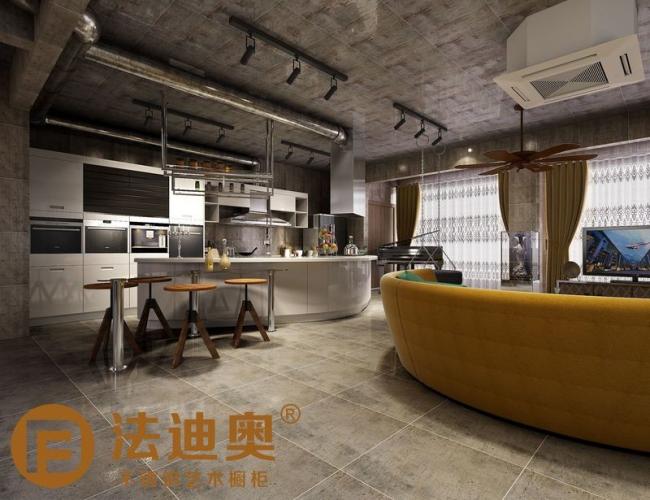 Industrial-Style Stainless Steel Kitchen With Butterfly Island In Metallic Wgite - kitchen cabinet overview