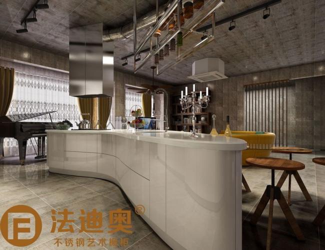 Industrial-Style Stainless Steel Kitchen With Butterfly Island In Metallic Wgite - feature detail