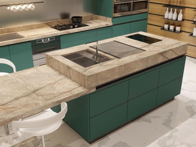 Fadior Lotus Green Elegance: Full Stainless Steel Kitchen Cabinets For Modern Homes - Green with kitchen cabinet overview