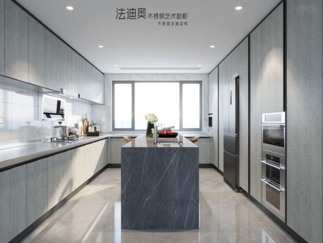 Fadior Cement Gray Elegance Premium Stainless Steel Kitchen Cabinets With Timeless Modern Design - feature detail