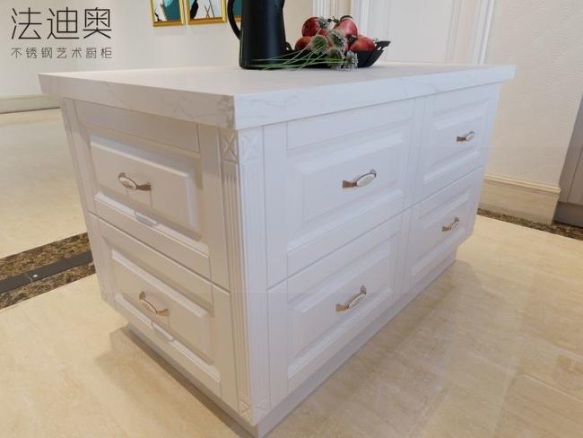 Luxury Stainless Steel U-Shaped Kitchen With Island And Molded Panels - feature detail