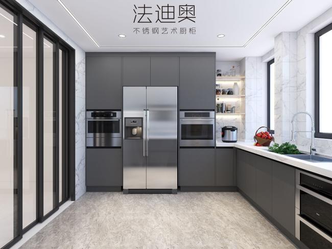 Modern Luxury U-Shaped Sleek Gray Design Stainless Steel Kitchen Cabinet - Gray with kitchen cabinet overview