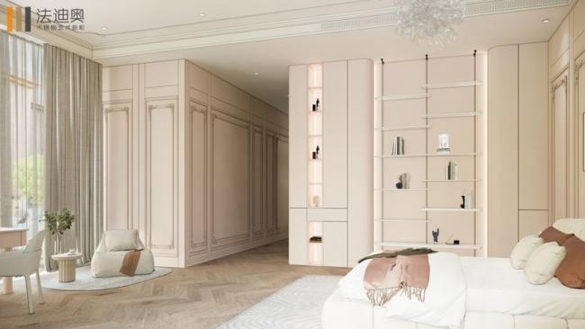 Arched Stainless Steel Bedroom Wardrobe with Integrated Desk - interior organization