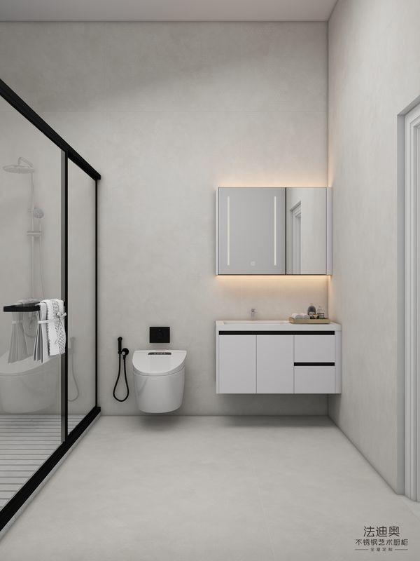 Timeless White Stainless Steel Wall-Mounted Bathroom Vanity With Mirror Cabinet - interior organization