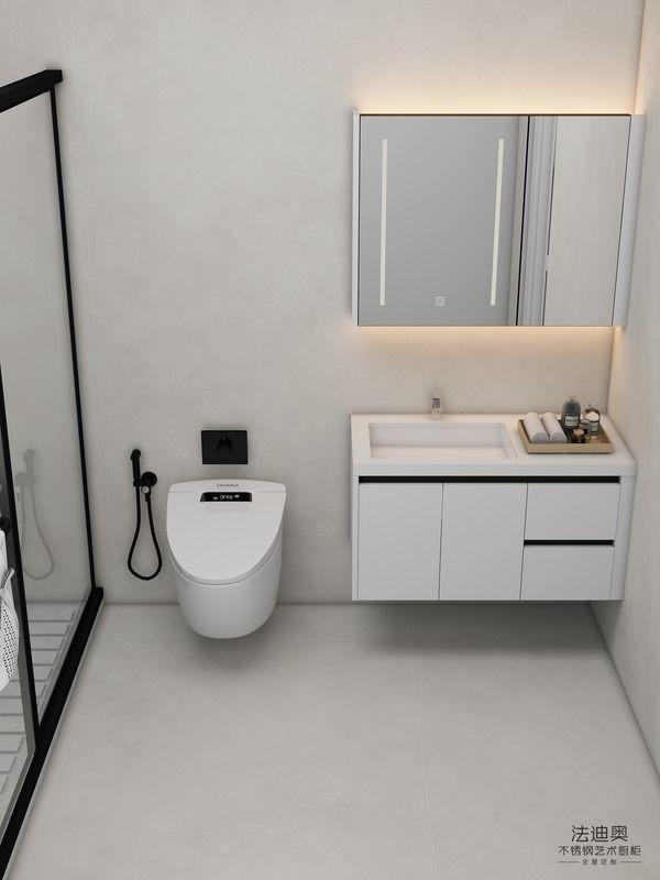 Timeless White Stainless Steel Wall-Mounted Bathroom Vanity With Mirror Cabinet - White with bathroom vanity overview