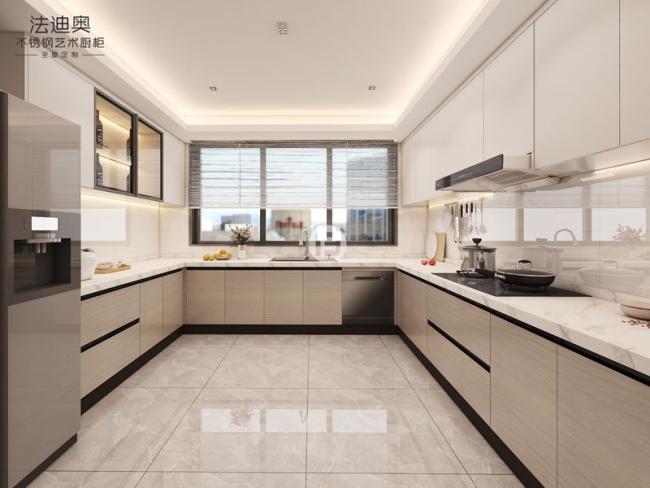 Fadior Wood Grain Dual-Zone Design Stainless Steel Kitchen Cabinet - kitchen cabinet overview