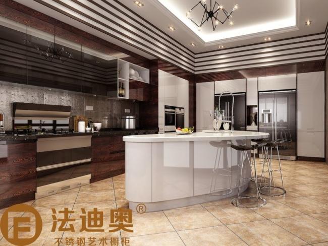 Modern Kitchen Cabinet Dark Wood Elegance With A Butterfly Island Design - L-shaped layout with interior organization