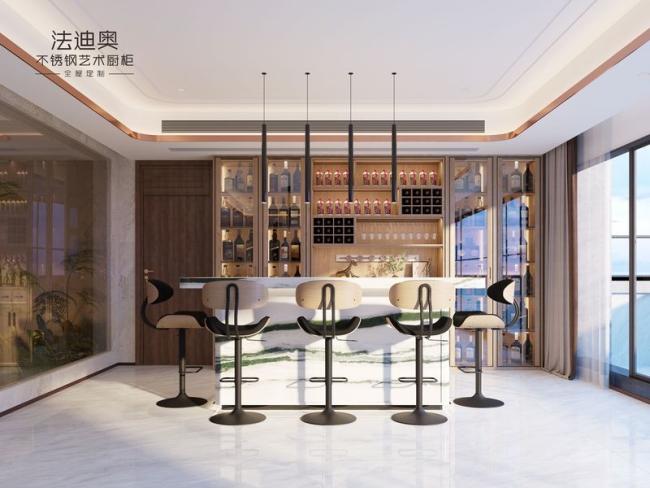 Wood Grain Wine Cabinet Solution Stainless Steel Craftsmanship With Integrated Lighting - Floor-to-ceiling design maximizes vertical storage, with open and closed shelving options to accommodate a with interior organization