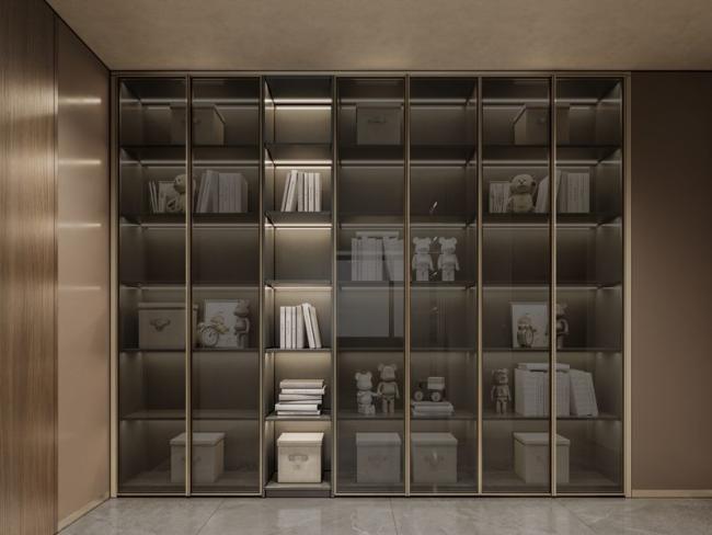 White Apricot Finish Stainless Steel Walk-In Closet With Dual-Line Design - feature detail