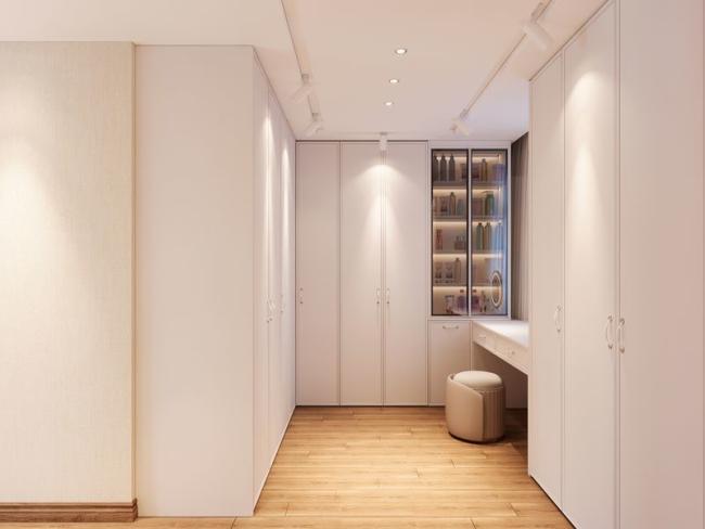 U-Shaped Stainless Steel Wardrobe With Light French Style - interior organization