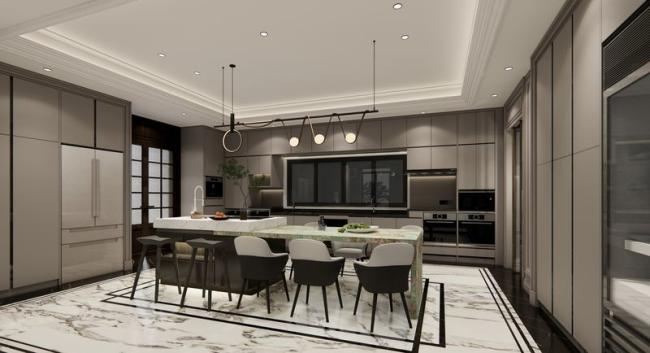 Fadior U-Shaped Luxury Stainless Steel Kitchen With Striking Island - Details