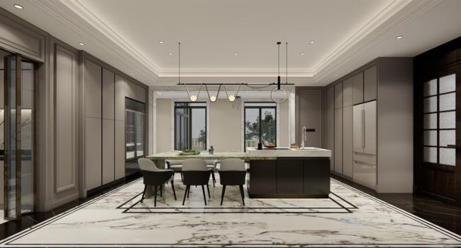 Fadior U-Shaped Luxury Stainless Steel Kitchen With Striking Island - Modern with feature detail