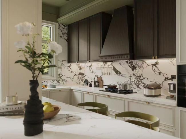 Fadior French Duotone Elegance: White & Black Stainless Steel Kitchen with Softwood Accents - the collection with room context