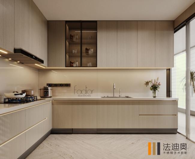 Fadior Steel Kitchen With Wood Grain & Marble Top 304-Grade Anti-Rust And No VOC - feature detail
