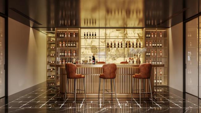 Fadior Golden Stainless Steel Wine Cellar Luxury Custom Bar With Warm Amber Finish - interior organization
