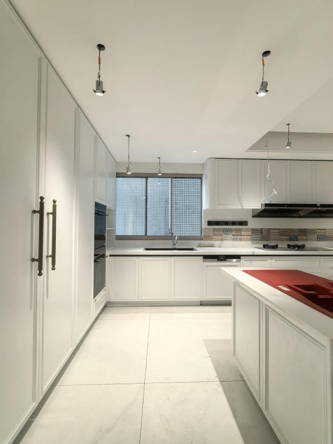 Fadior Full Stainless Steel Custom Kitchen Cabinet - Elegant White & Mint Green, Island Layout - Kitchen Cabinet detail view 9