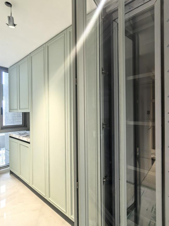 Fadior Full Stainless Steel Custom Kitchen Cabinet - Elegant White & Mint Green, Island Layout - Kitchen Cabinet detail view 7