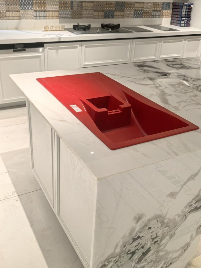 Fadior Full Stainless Steel Custom Kitchen Cabinet - Elegant White & Mint Green, Island Layout - Kitchen Cabinet detail view 6