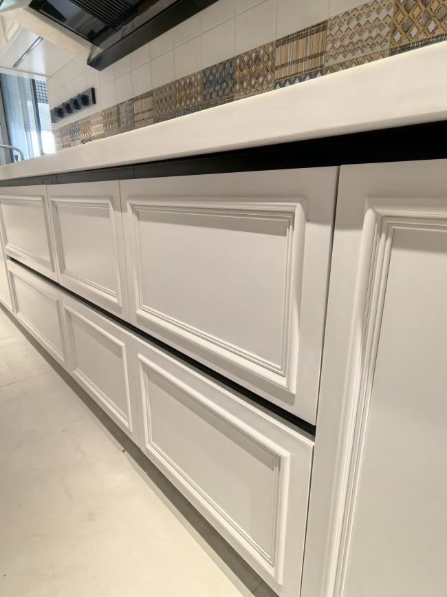 Fadior Full Stainless Steel Custom Kitchen Cabinet - Elegant White & Mint Green, Island Layout - Kitchen Cabinet detail view 1