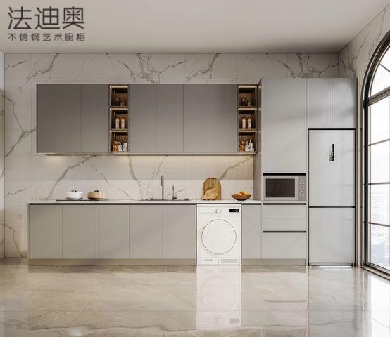 Fadior Full Stainless Steel Modern Gray Multi-Appliance Integrated Kitchen Cabinet - Gray with kitchen cabinet overview