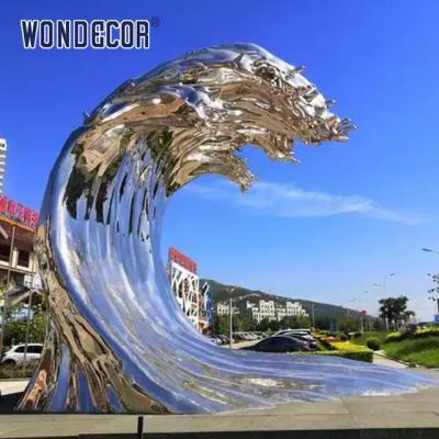 China WONDERS Casting Stainless Steel Sculpture Metal Wave Sculpture 250cm for sale