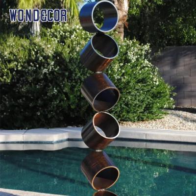 China Metal Decoration Cylindrical Corten Steel Garden Sculpture Carving 150cm for sale