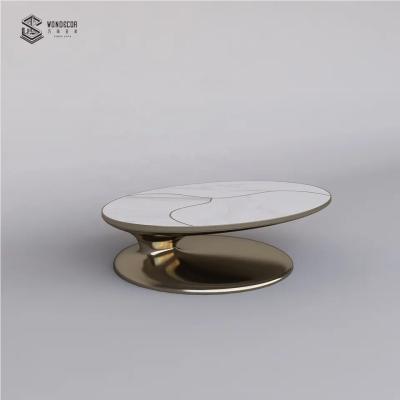 China Muebles de mesa de arte de mármol superior de sala de estar de acero inoxidable en venta