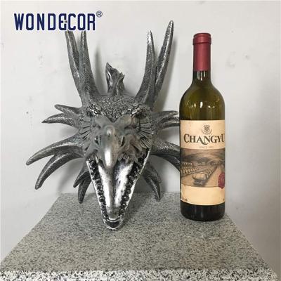 China Fierce Dragon Head 3D Stainless Steel Modern Sculpture Small Wall Decoration for sale