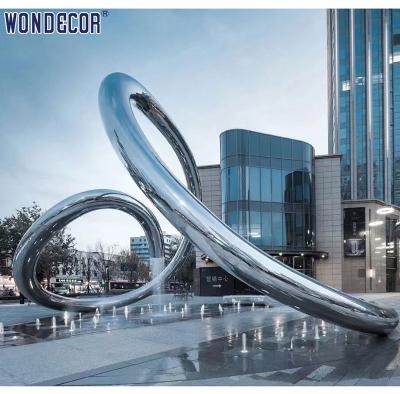 China Outdoor Square Large Geometric Circular Fountain Stainless Steel Sculpture for sale