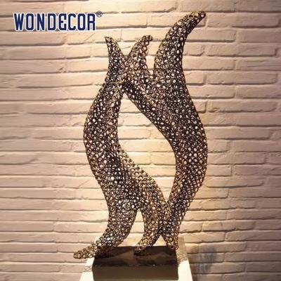 China Small metal art decoration abstract hollow geometric shape stainless steel sculpture for sale