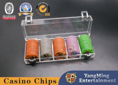 China 100 Pcs Of 45mm Casino Poker Chip Tray With Lock Acrylic Transparent Poker Table Game for sale