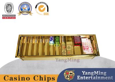 China Sobremesa Chip Box del póker de Chip Plate Double Layer Locked del póker del metal del oro del titanio en venta