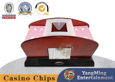 China New Poker Card Shuffler Baccarat Table Casino Wooden Battery Automatic Card Shuffler for sale