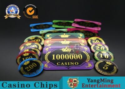 China Mesa de juegos Chip Coin de la tabla del póker de Texas Acrylic Gold Stamping Chip del bacará en venta