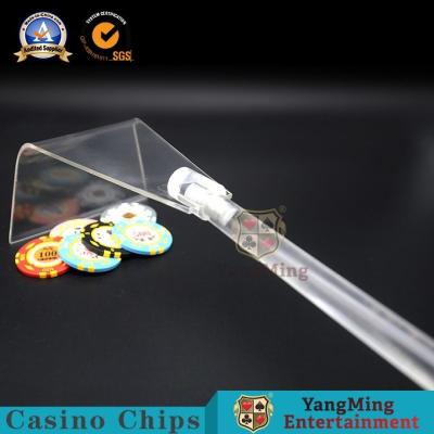 China Full Transparent Casino Game Accessories Acrylic Poker Chips Rake / Plastic Telescopic Disassembly Gambling Chips Rake for sale