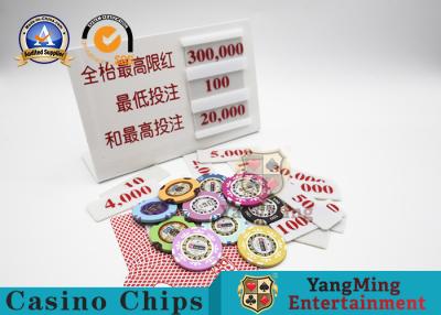 China Milky White Acrylic Plastic Manual Baccarat Betting Limit Red Display Card PokerTable Betting Card CountertopAccessories for sale