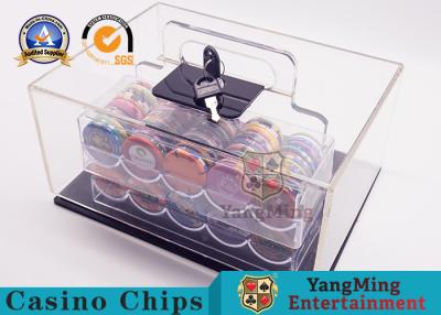 China Texas Club Custom 400 pedazos alrededor del caso portátil bloqueable de acrílico transparente de Clay Anti-Counterfeiting Chips Coin Box en venta