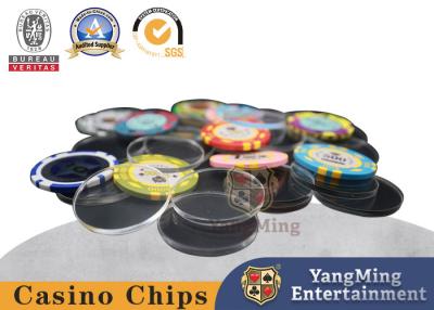 Китай Таблица покера подгоняла полностью прозрачные 40mm круглые прокладки монетки обломока продается