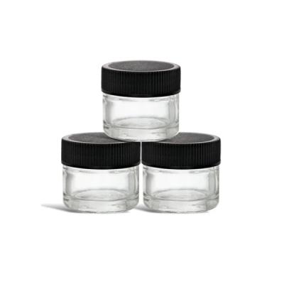 China White Black Lid 5 Ml Glass Jar Childproof Glass Screw Top Wax Concentrate Container for sale